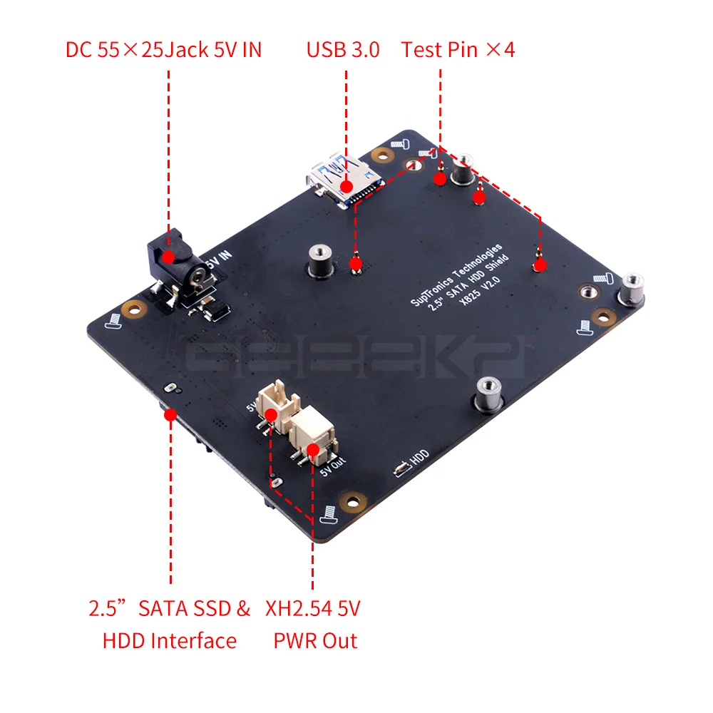 Raspberry Pi X825 V2.0 versione 2.5 pollici SATA HDD/SSD Storage Expansion Board custodia in acrilico per Raspberry Pi 4 modello B