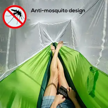 

New 1-2 Person Outdoor Mosquito Net Parachute Hammock 300KG Load Camping Hanging Sleeping Bed Swing Portable Double Chair Hammoc