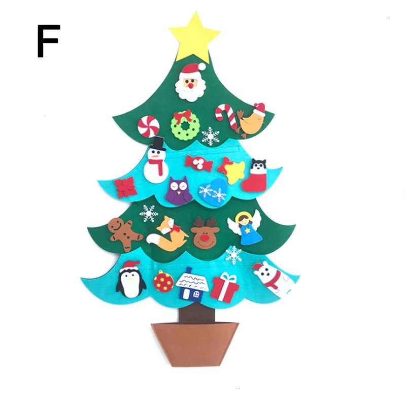 DIY Felt Christmas Tree Children’s Toy New Year Gifts Educational Toys Artificial Tree Wall Hanging Ornaments Puzzles For Kids - Цвет: WJ4052F