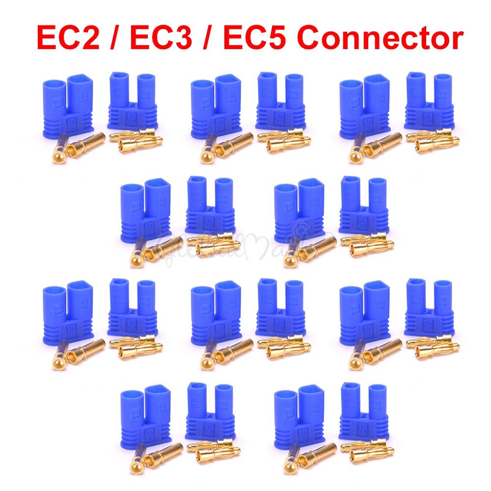 

5pair / 10pair EC2 EC3 EC5 Male Female Type Battery Connector Golden Battery Connector Bullet Plug For RC Accessories