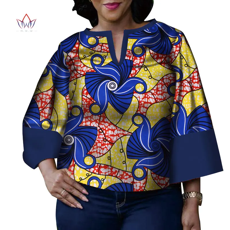 Африканская восковая рубашка с принтом для Женщин Дашики ЭЛЕГАНТ африканская одежда размера плюс традиционная африканская одежда WY4050 - Цвет: 7