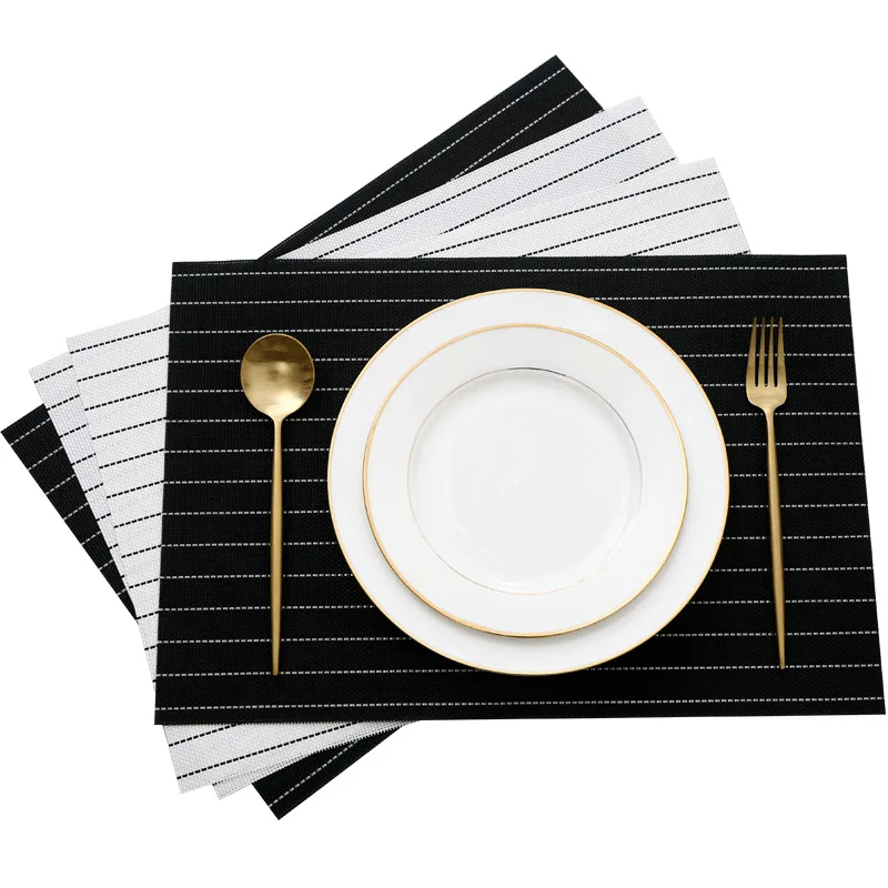 Nordic Minimalist Black and White Table Mats Insulated PVC Dishes Bowls