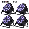 SHEHDS 4PCS Aluminum Alloy LED Flat Par 18x12W RGBW/18x18W RGBWA+UV LED Lighting DMX512 Disco Professional Stage DJ Equipment 1