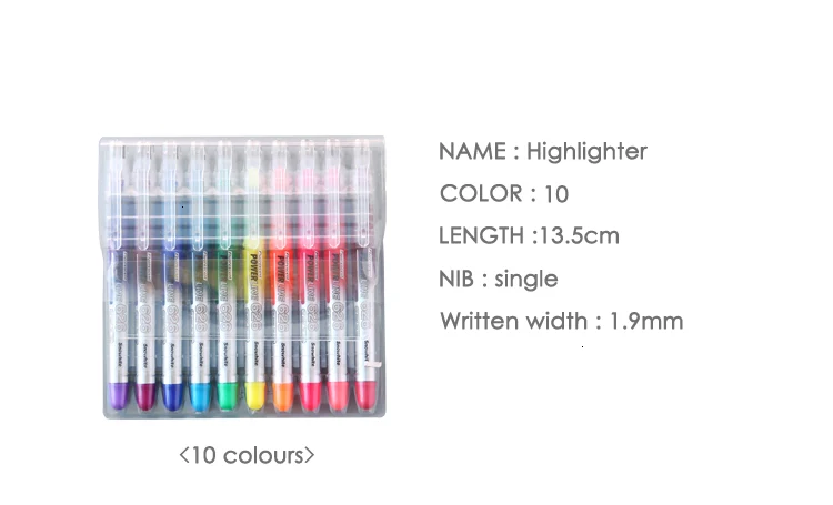 JIANWU 10 шт./компл. прямой жидкой флуоресцентных ручек лэнт одна осветительная головка, текстовыделители цвет маркером в наборе, школьные принадлежности