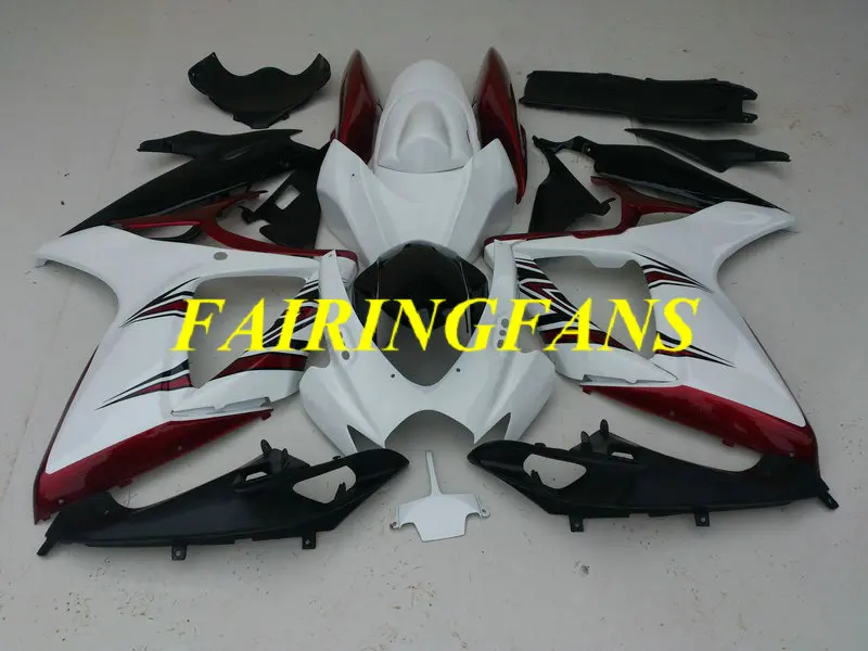 Мотоцикл обтекателя тела для GSXR600 750 K6 06 07 R 600 GSXR750 2006 2007 красные, белые Обтекатели Кузов+ подарки SC93