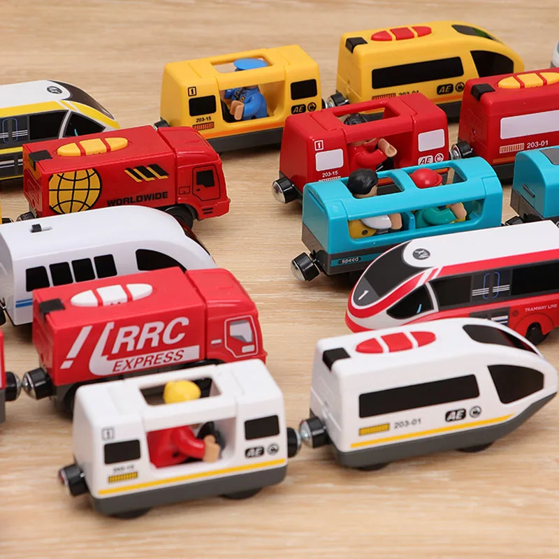 RC Electric Train Set Locomotive Magnetic Train Diecast Slot Toy Fit for Brio Wooden Train Railway Track Toys for Kids Gifts 2