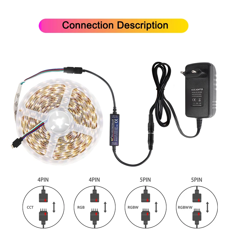 DC12V RGB Светодиодная лента светильник SMD 5050 гибкая лента fita светодиодный светильник RGB 5 м лента диод DC 12 В+ пульт дистанционного управления+ адаптер