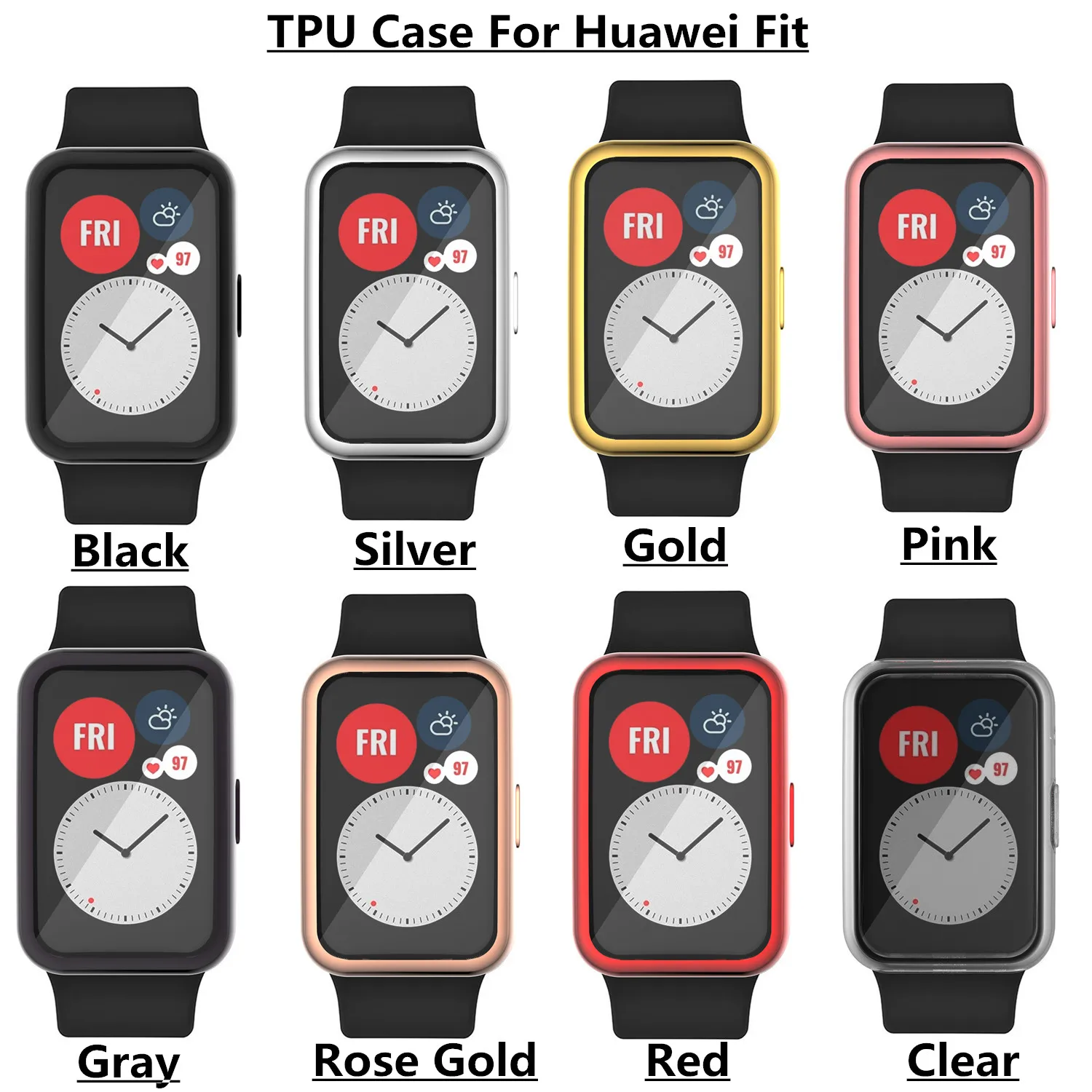 Мягкий защитный чехол из ТПУ на весь экран рамка для Huawei Watch Fit ремешок бампер