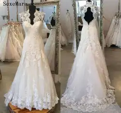 Очаровательные кружевные свадебные платья русалки с v-образным вырезом и коротким шлейфом в деревенском стиле, свадебные платья большого