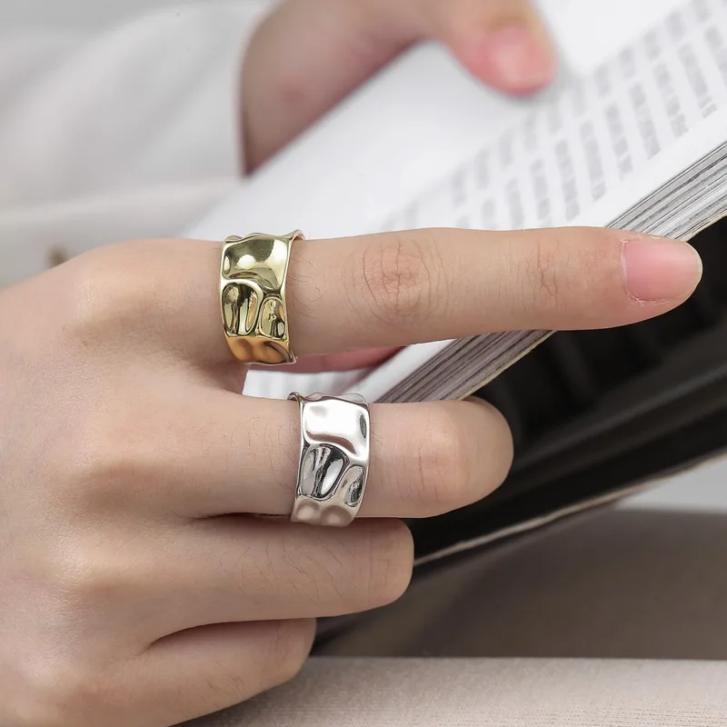 Silver Ring Silver Rings Gold Plated Silver Ring 925 Sterling Silver Rings For Women trendy bump gold color fine Jewelry Beautiful Finger Open Ring For Party Birthday Gift