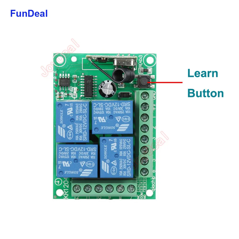 433 МГц Универсальный Беспроводной РЧ пульт дистанционного управления Управление выключатель AC/DC 12V 4 канальный РЧ модуль приемника радиорелейной линии для умного дома светодиодный светильник лампа