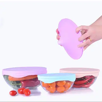 

6Pcs/Set Silicone Fresh-Keeping Cover Double-Sealed Macaron Transparent Fresh-Keeping Cover Bowl Cover Plate Cover Oil Cap