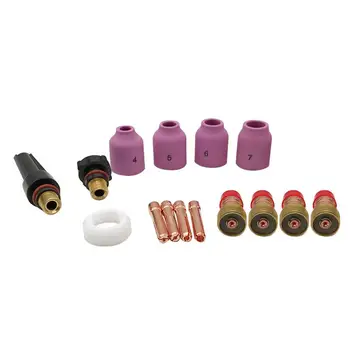 

16/17pcs Stubby Lens Welding Accessories for Argon Arc Welding Torch WP-17/18/26 for Welding Torch Tool Accessories
