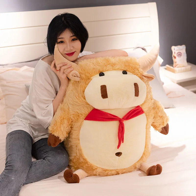 cute cartoon cow plush doll zodiac year of the ox mascot creative funny rag doll for children gift decoration 35inch 90cm DY50907 (17)