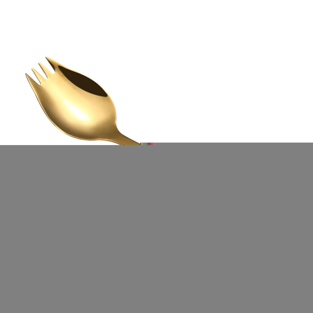 Gold Ложки для салата для кемпинга нетоксичные прочные Десертные Вилки легкие вилки ложка из нержавеющей стали не коррозионные - Цвет: Gold