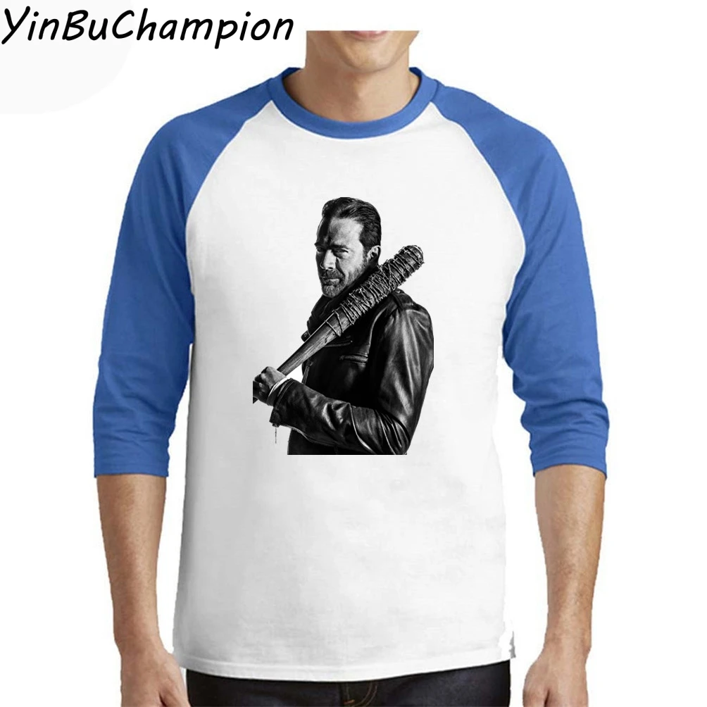 Мужская забавная футболка Зимняя из ходячих мертвецов Negan Мужская крутая черная футболка с графическим рисунком из мультфильма Camisetas Мужская футболка с длинным рукавом
