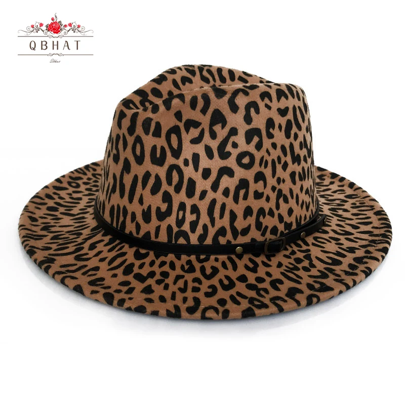 QBHAT Women Leopard Print Wool Felt 
