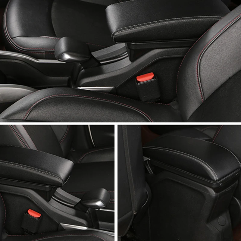 Для peugeot 2008 подлокотник коробка+ 3Usb черный кожаный центр ящик для хранения модификации