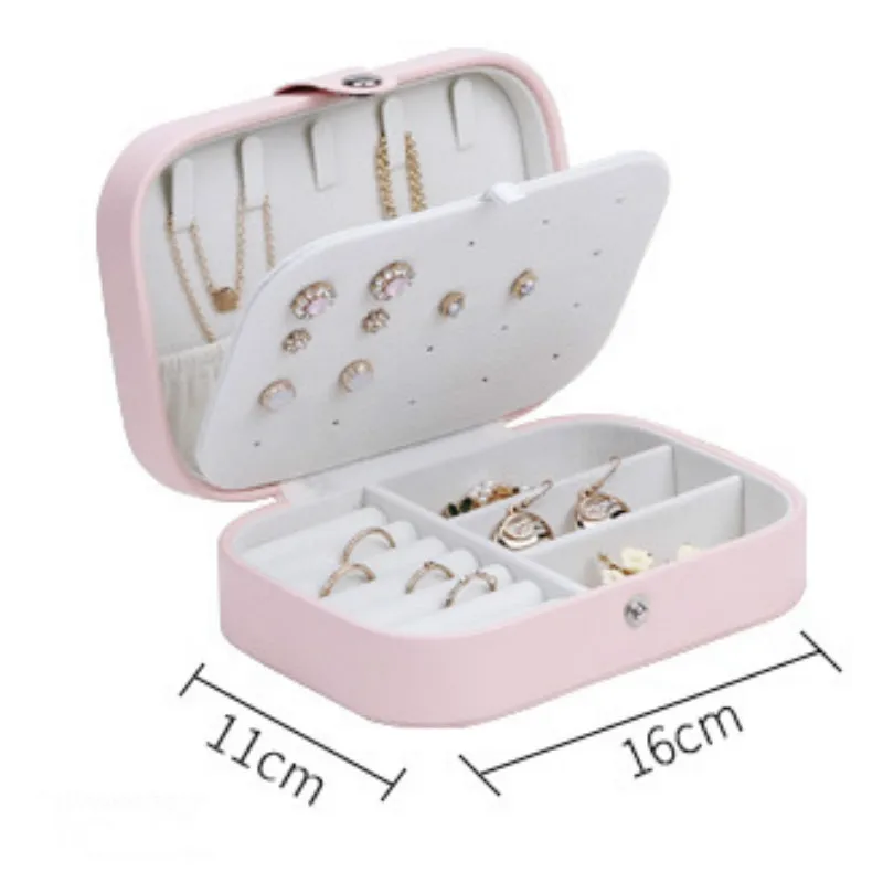 Double Jewelry Storage Box Korean Princess Earring Flannel Jewelry Box Multi-function Portable Case for Jewelry Gift Box