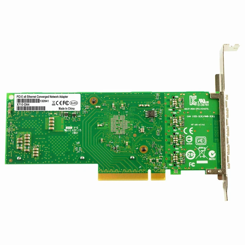 Сетевая карта 10 Гб PCI-E NIC, для X710-DA4 с чипсетом Intel XL710-BM1, Quad SFP+ port, поддержка адаптера PCI Express Ethernet Lan