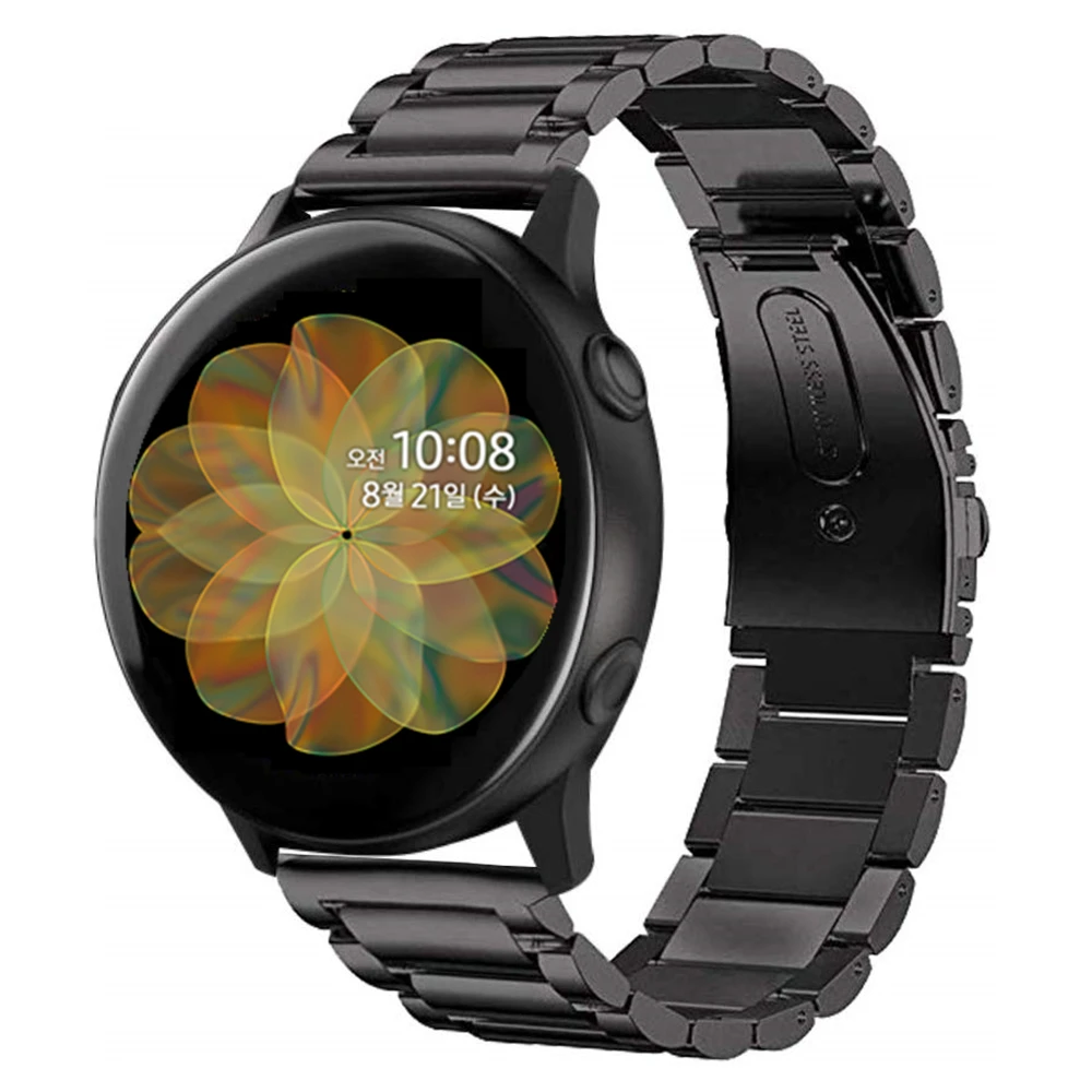 Для samsung Galaxy Watch Active 2 40 мм полосы Active2 44 мм ремешок 20 мм 22 мм ремешок из нержавеющей стали браслет для Galaxy Watch 46 мм - Цвет ремешка: black