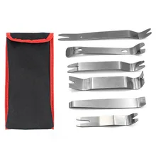 

6pcs Kit Auto Car Radio Door Clip Panel Trim Dash Audio Removal Tool With Bag Car Audio Modification Tool Metal Steel Skid