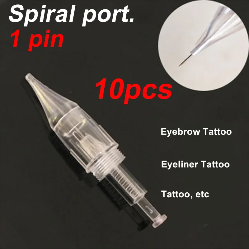 10pcs 1PIN needle Профессиональная Татуировка Перманентный макияж ручка машина спиральные иглы беспроводной Перезаряжаемый для бровей подводка для глаз губ Areola Новинка - Цвет: 10pcs 1PIN needle