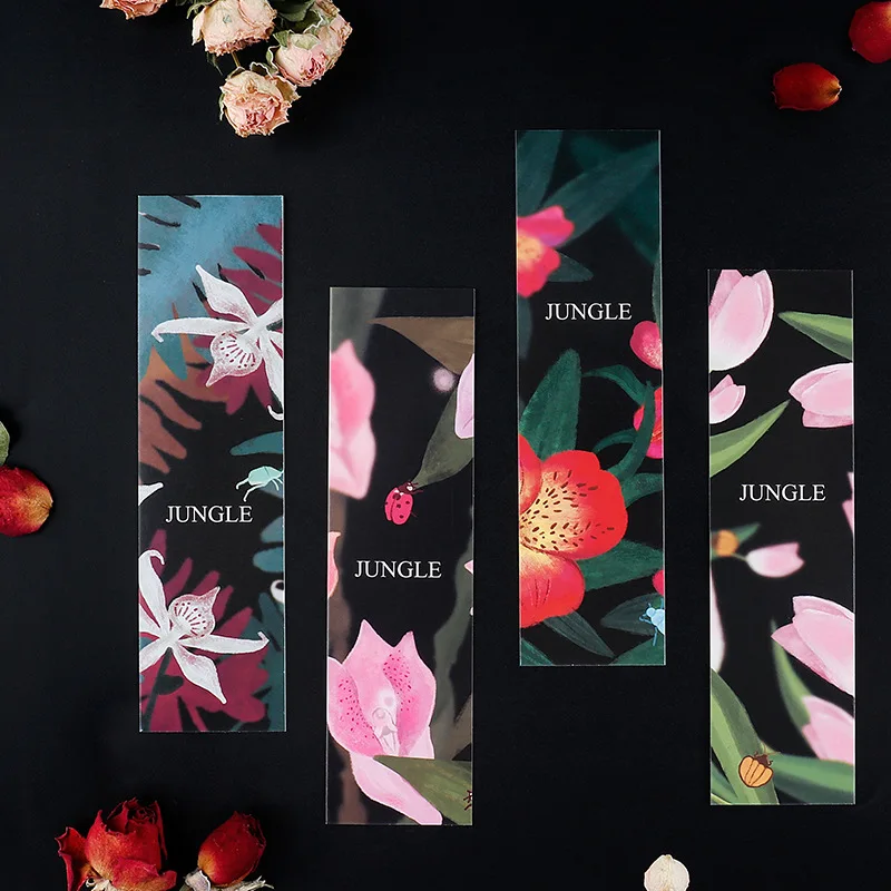 

30pcs Jungle bookmarks for books marker set Flower Wood Insect memo card paper bookmark Stationery Office School A6781