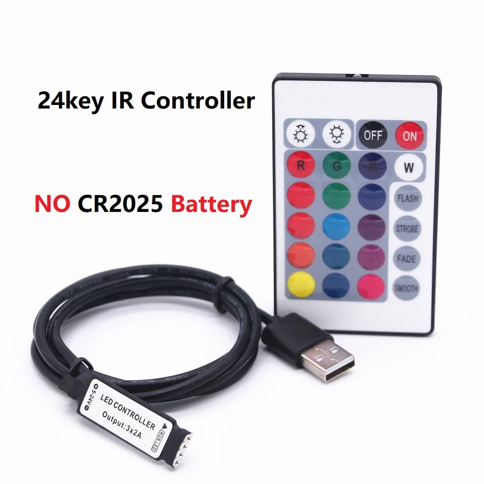 Светодиодное освещение RGB контроллер USB 5 В, 12 В, 24 В постоянного тока, 24key 17key ИК RF пульт дистанционного управления Беспроводной контроллер для светодиодной ленты - Цвет: 24key IR