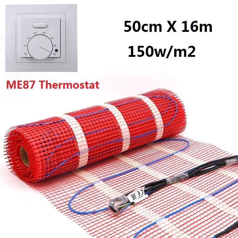 50cmX16m Warm Mat Kits 150w/sqm Electric Floor Heating Pad with WiFi