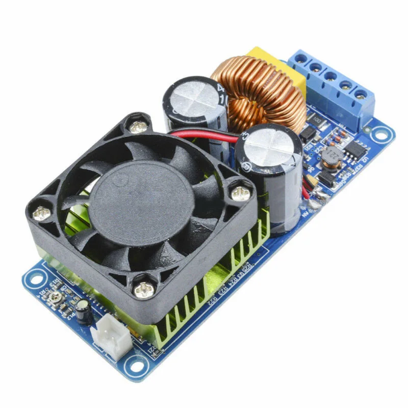 90dB IRS2092S 500W модуль цифрового усилителя+ вентилятор, рекомендованный 4-8 Ω/10-18 дюймов динамик питания+/-65 в