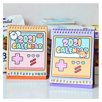 

2021 Cute Rabbit and Girl Monthly Calendar DIY Cartoon Memo Desktop Calendars Daily Schedule Table Planner