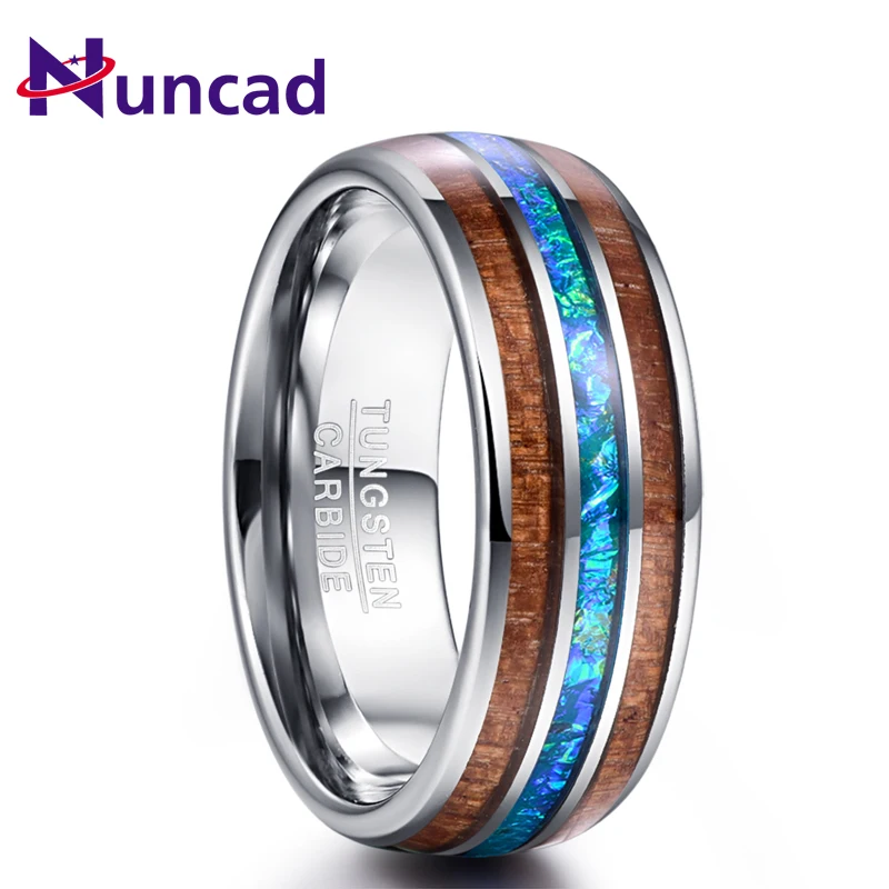 Nuncad 8 мм классические Гавайские КоА деревянные цветные кольца из карбида