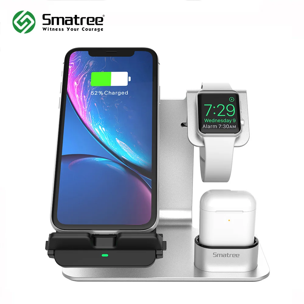 Smatree 3 в 1 беспроводная зарядная станция для Apple Watch, для AirPods 2, для iPhone 11/11 Pro/11 Pro Max/Xs MAX/XR/XS/X/8/8 Plus
