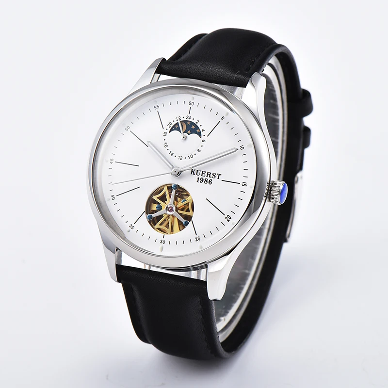 Роскошные KUERST, Мужские автоматические механические часы с Tourbillon скелета, повседневные механические наручные часы, роскошные Брендовые мужские часы