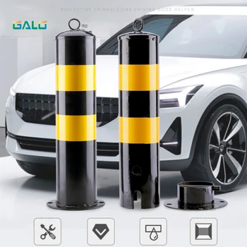 

Safety protection steel tube material cast parking traffic bollard with reflective sticker