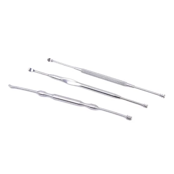 

3Pcs 11.9cm Stainless Steel Silver Earpick Wax Remover Curette Cleaner Health Care Tools Ear Pick 3 Kinds of Handle Design