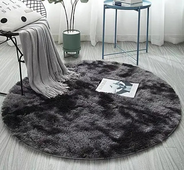 deep grey 40 градиентный твердый ковер более толстые коврики нескользящий круглый коврик для ванной комнаты коврик для гостиной мягкий пушистый детский коврик для спальни 100 см - Цвет: deep grey