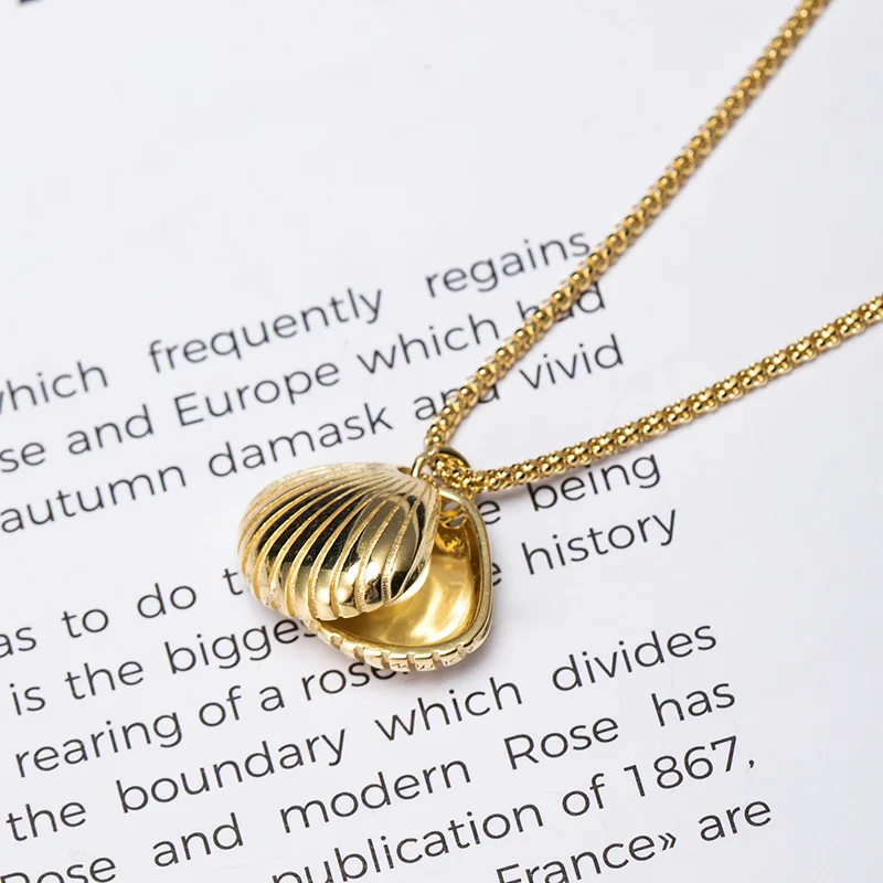 golden pearl shell necklace woman 100% 925 Sterling silver nacklace Jewelry Clavicle chain pendant charms gift for women high-Q