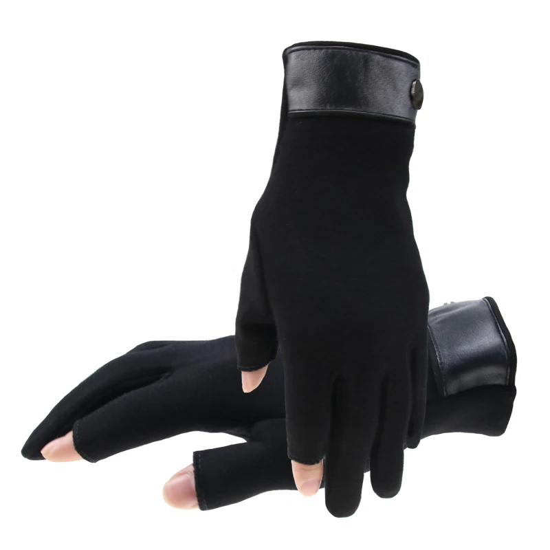 Winter Men Mitten 2 Fingers Exposed Keep Warm Touch Screen Windproof Thin Guantes Driving Anti Slip Outdoor Fishing Male Gloves 