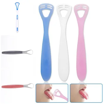 

4styles Useful Tongue Scraper Oral Tongue Cleaner Mouth Brush Stainless Steel/Plastic Reusable Fresh Breath Maker For Adults