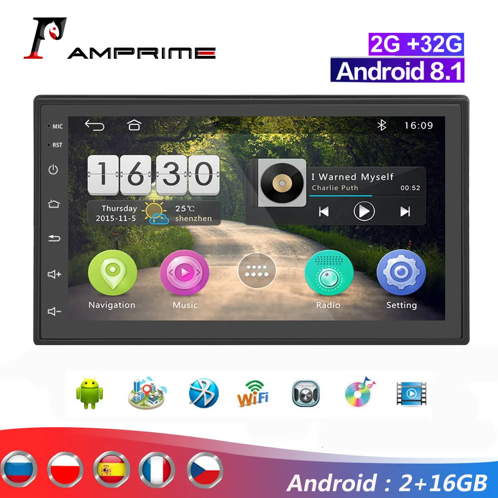 Автомагнитола AMPrime мультимедийный плеер на Android с GPS Wi Fi USB FM 7 &quotэкраном