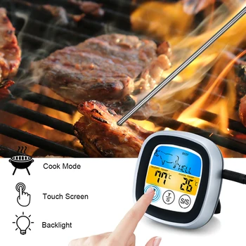 

New Digital Meat Thermometer with Probe LCD Display Touch Screen Countdown Timer Smart Cooking Thermoters for Barbeque Grill Kit