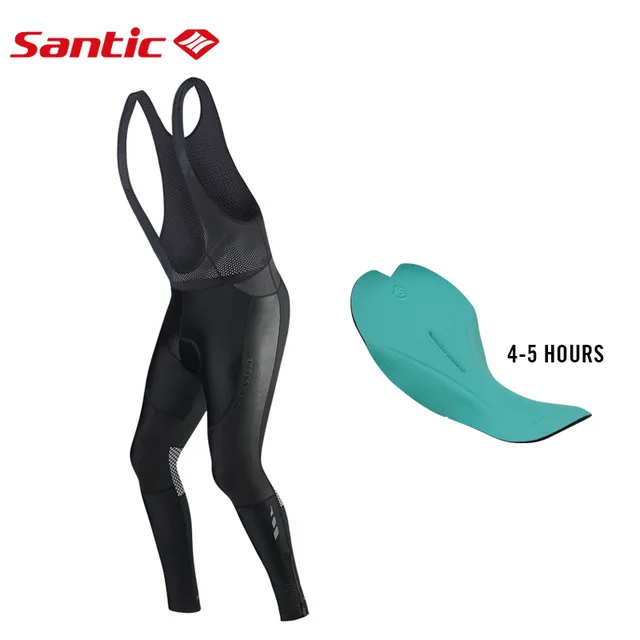 Santic мужские длинные штаны для велоспорта, штаны с подкладкой для велосипеда, дорожный MTB комбинезон, 4-5 часов, большие расстояния, Азиатский Размер, M8C04101 - Цвет: Black Bib Pant
