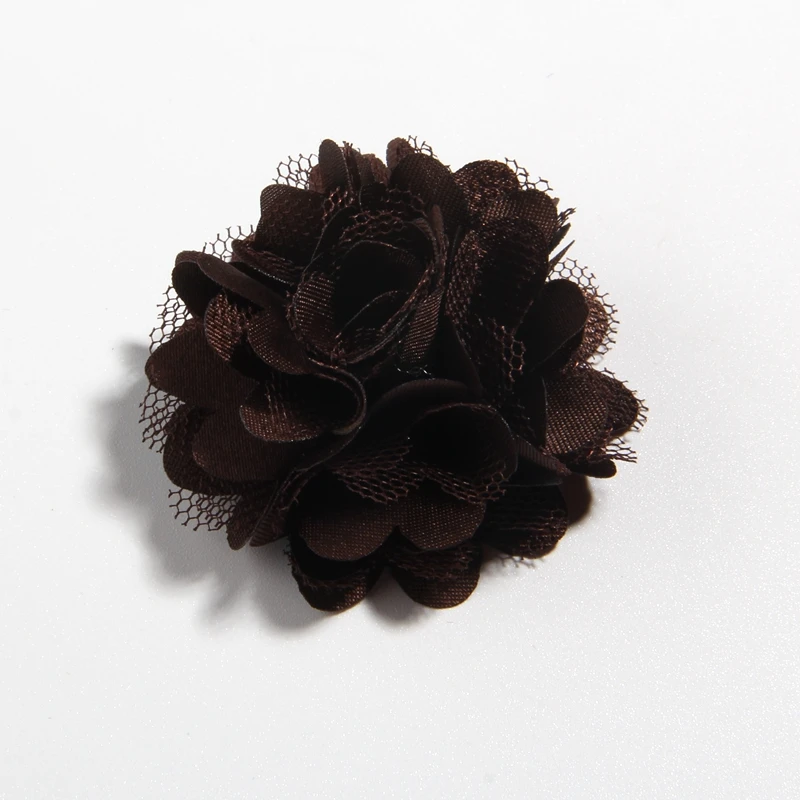 Brown 100 шт., 5 см, 2 дюйма, Модная шелковая ткань, цветы для волос, аксессуары для волос, розочки, атласная ткань для волос, цветок для девочек, детская одежда для головы - Цвет: Brown