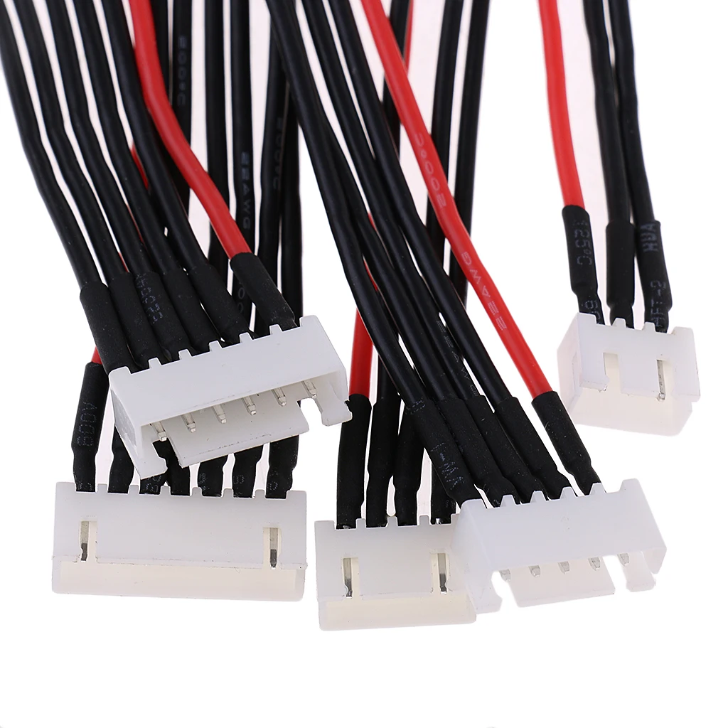 5pcs JST XH 2.54mm Connector Extension Lead Wires Cables 4 inch for RC Lipo Lithium Battery, 7pin 6pin 5pin 4pin 3pin