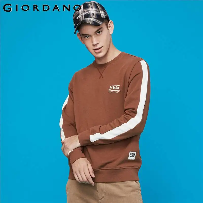 Giordano мужские свитшоты с вышитыми буквами, пуловер с круглым вырезом средней толщины, длинные свитера с длинным рукавом Hombre 36099701