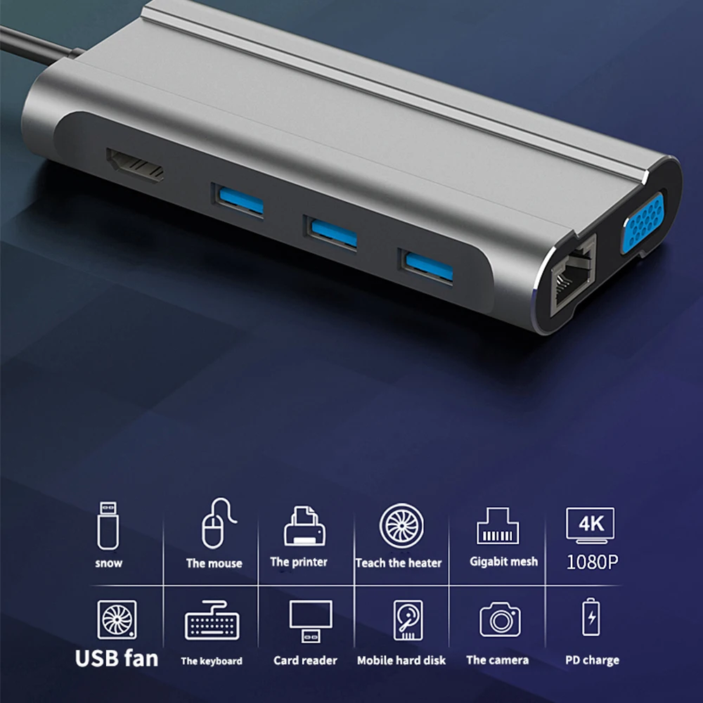 Thunderbolt 3 Dock USB HUB Type C to HDMI 4K VGA