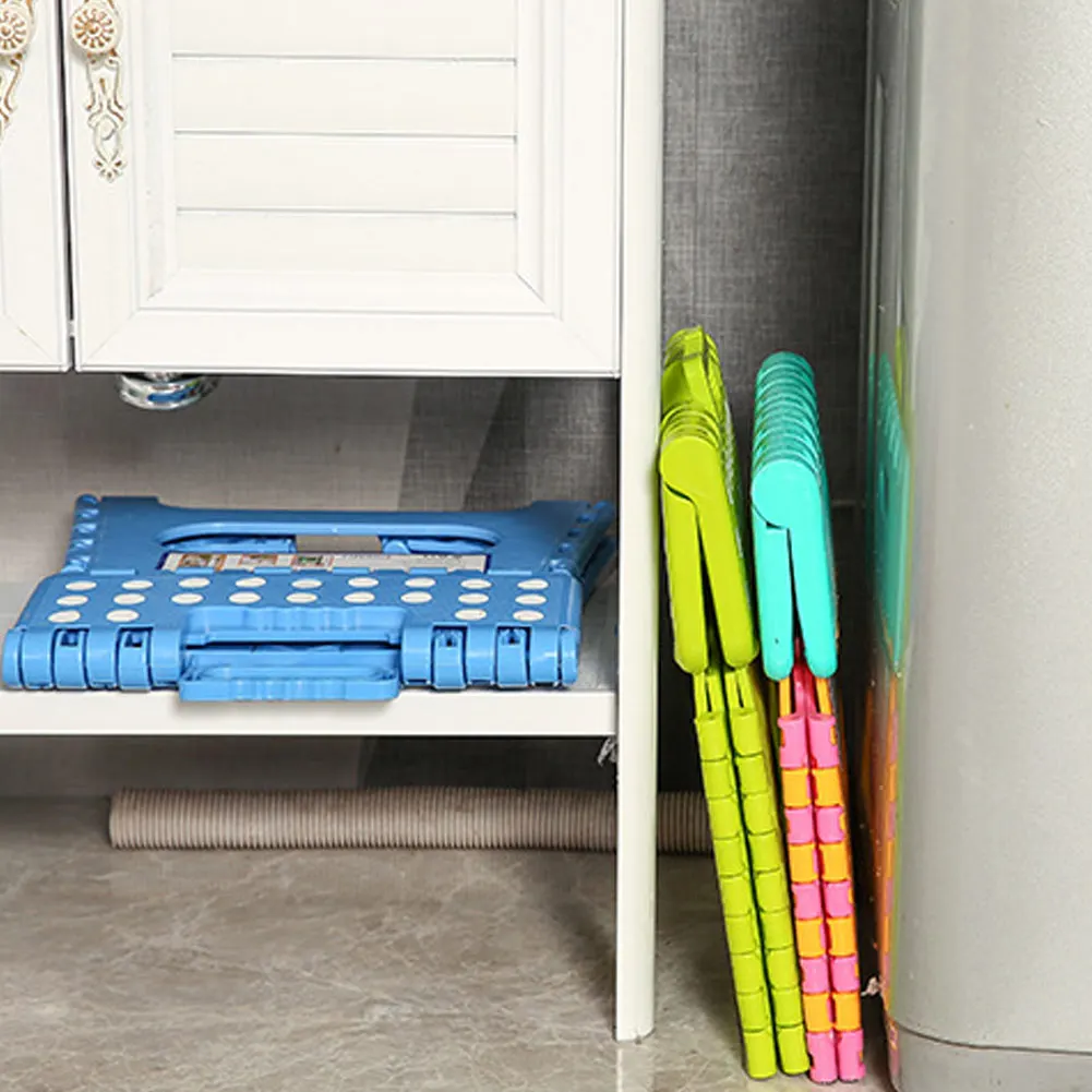 

Folding Step Stool Lightweight Plastic Step Stool Non Slip for Kitchen Bathroom Bedroom MF999