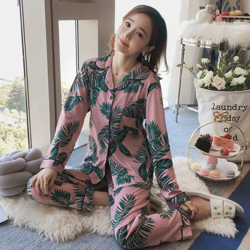 

Liang xing-Autumn & Winter Long Sleeve Pajamas Less Women's Cute Tracksuit Cardigan Double-Sided Qmilch M-XXL